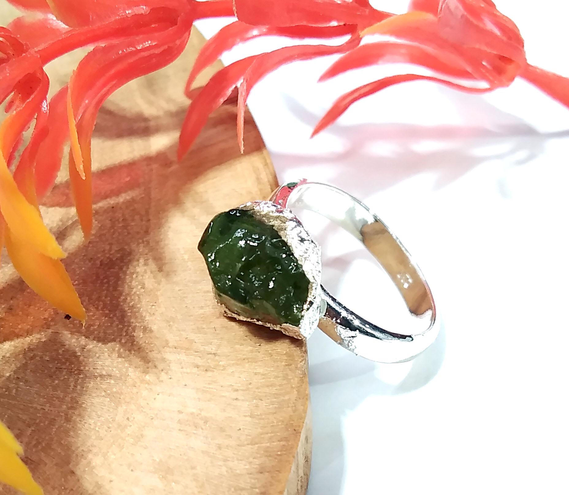 Natural Raw Peridot Rough Gemstone Ring, 925 Solid Sterling Silver Ring, Peridot Stone Size 11x9mm Handmade Ring, Gift Wedding Ring Jewelry